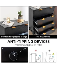 gaomon 30" Fluted 4-Drawer Dresser, Modern Storage Cabinet with Gold Handles for Bedroom