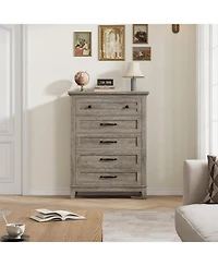 Gaomon 41.3" Tall 5-Drawer Dresser, Freestanding Wooden Chest for Bedroom or Living Room