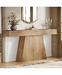 Tribesigns 63" Console Table, Farmhouse Entryway Table with Trapezoidal Base, Narrow Long Wood Sofa Table