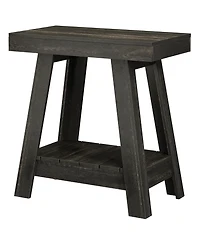 Tribesigns 2-Tier Wooden End Table, Farmhouse Small Sofa Side Table with Storage, Rustic Grey
