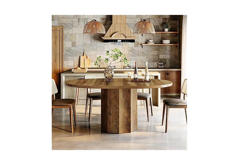 Tribesigns Oval Dining Table for 4-6 People, 55-Inch Kitchen Table with Rounded Edge Tabletop (No Chairs Included)