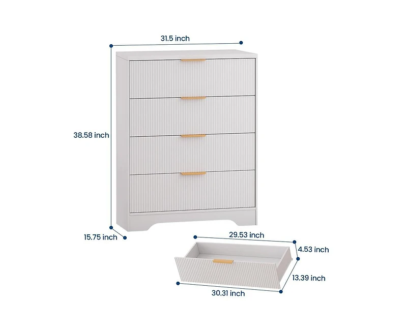 gaomon Fluted 5 Drawer Dresser for Bedroom