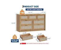 gaomon Rattan 7 Drawers Dresser for Bedroom