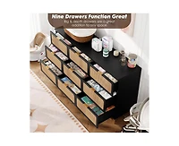 Gaomon Rattan 9 Drawer Dressers for Bedroom