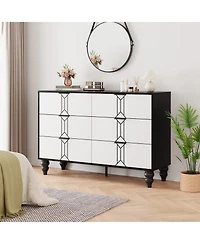 gaomon 6 Drawer Dresser with Vintage Pattern Design, Modern Chest