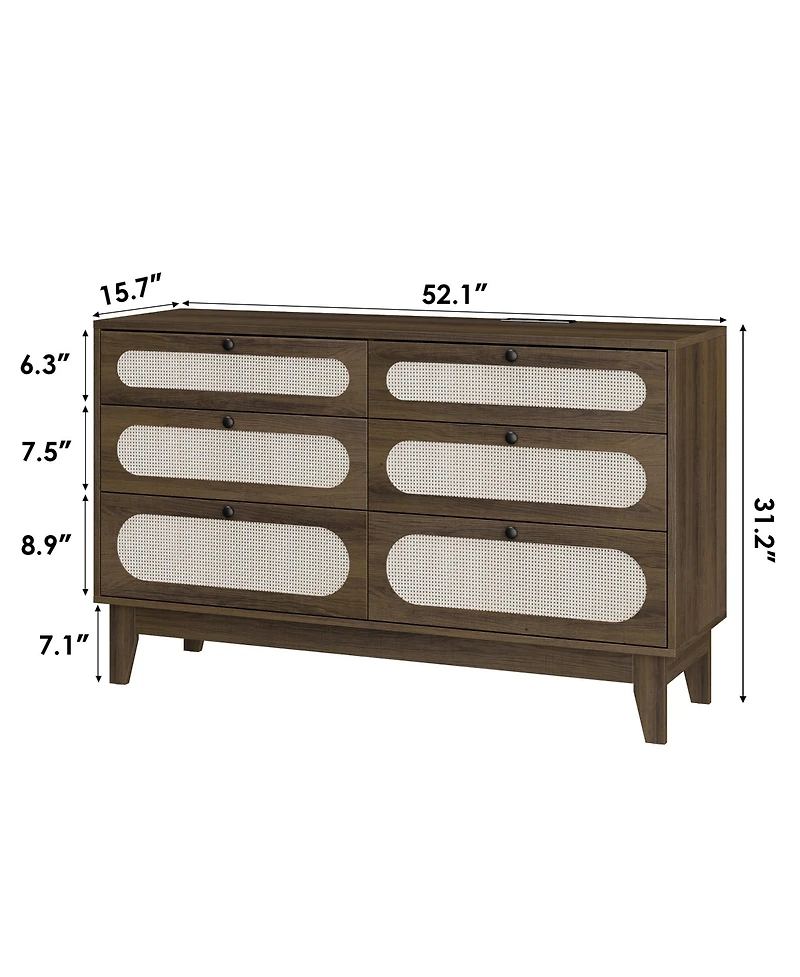 gaomon 6 Drawer Dresser for Bedroom, Wide Modern Chest of Drawers