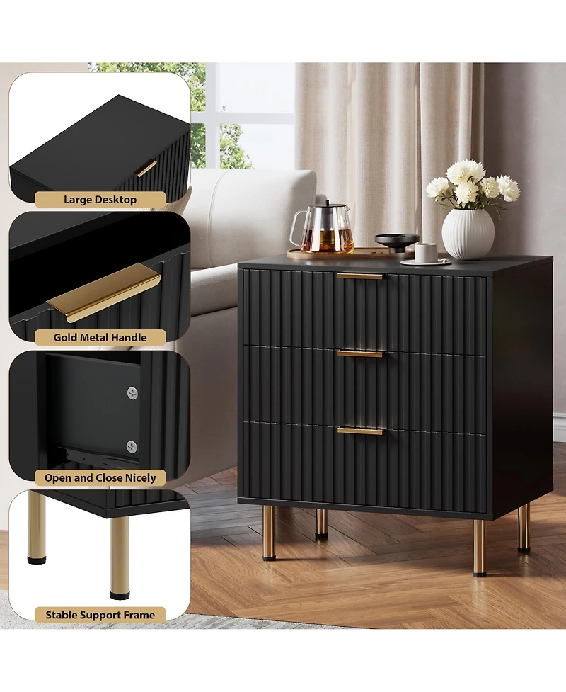 Gaomon Fluted Drawer Storage Dresser