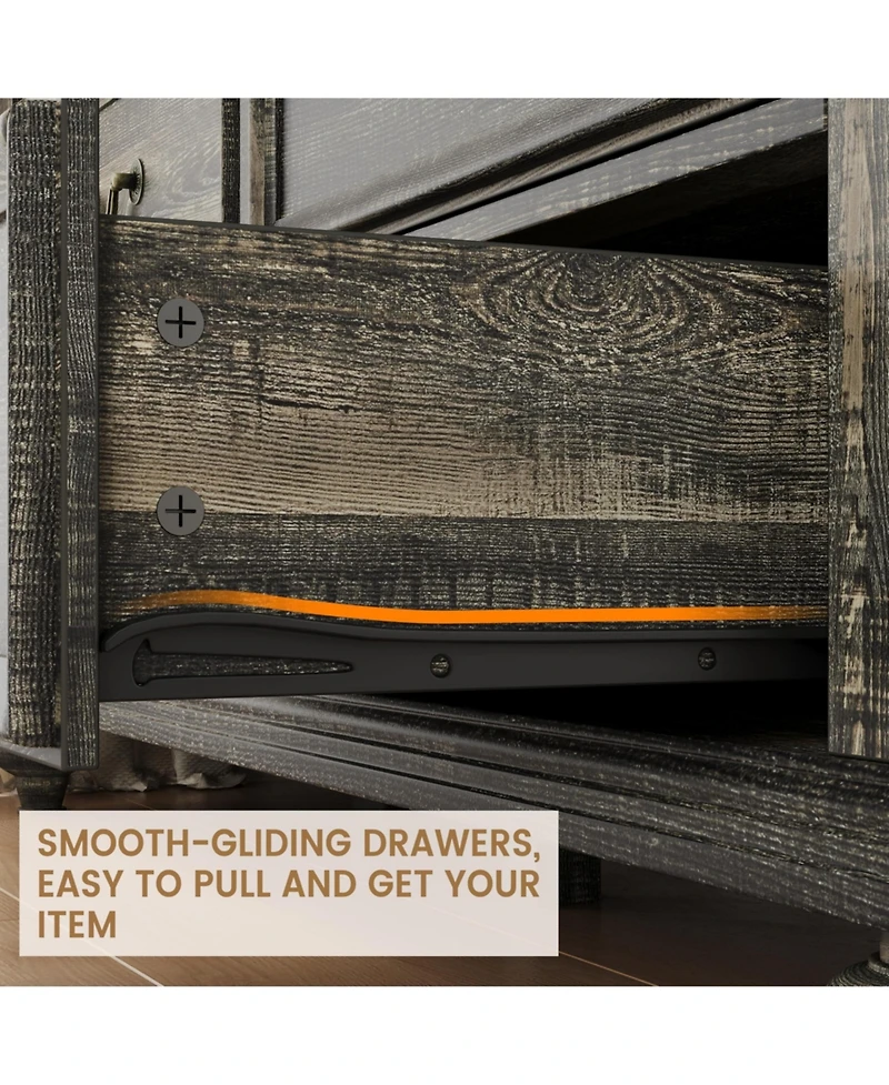 gaomon 47-Inch Wide Farmhouse 9-Drawer Wood Bedroom Dresser with Rustic Design and Metal Handles