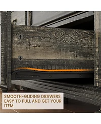 gaomon 47-Inch Wide Farmhouse 9-Drawer Wood Bedroom Dresser with Rustic Design and Metal Handles