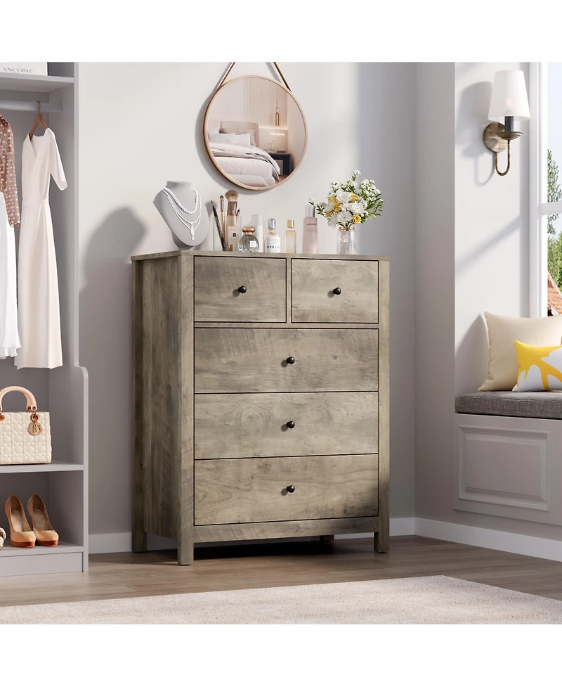 gaomon 5 Drawer Dresser for Bedroom, Modern Tall Organizer with Storage Drawers