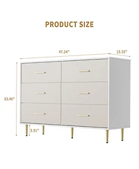 Gaomon 6 Drawer Dresser, Modern White Chest of Drawers