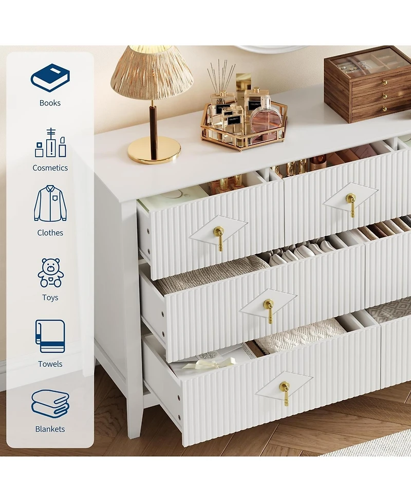 gaomon 54"W 7-Drawer Modern Wood Chest with Metal Handles, Bedroom Storage Cabinet Dresser