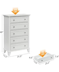gaomon 5-Drawer 48" Wood Chest with Deep Drawers, Modern Storage Organizer Tall Bedroom Dresser