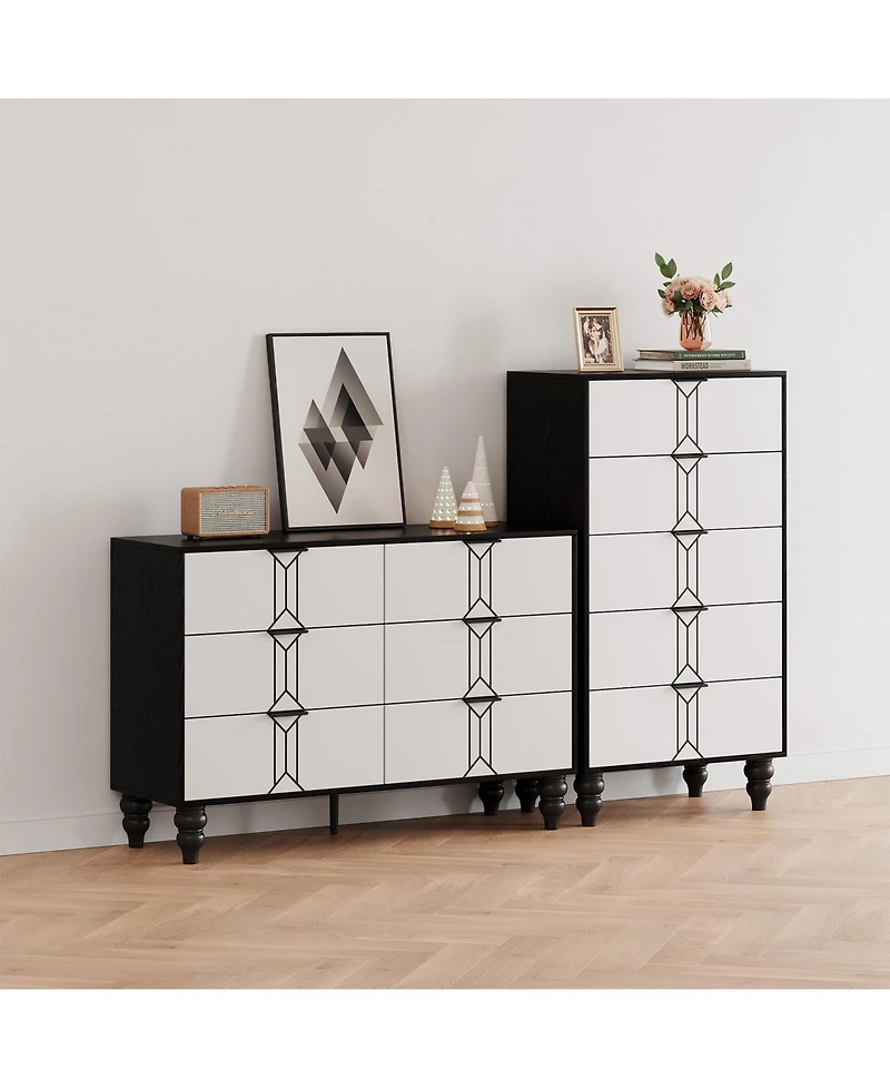 gaomon 6-Drawer, 47.24" x 15.75" 32.48", for Bedroom or Living Room Dresser