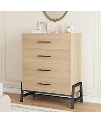 gaomon 38.6" Tall 4-Drawer Bedroom Dresser, Freestanding Wood Storage Cabinet for Entryway, Closet, or Living Room