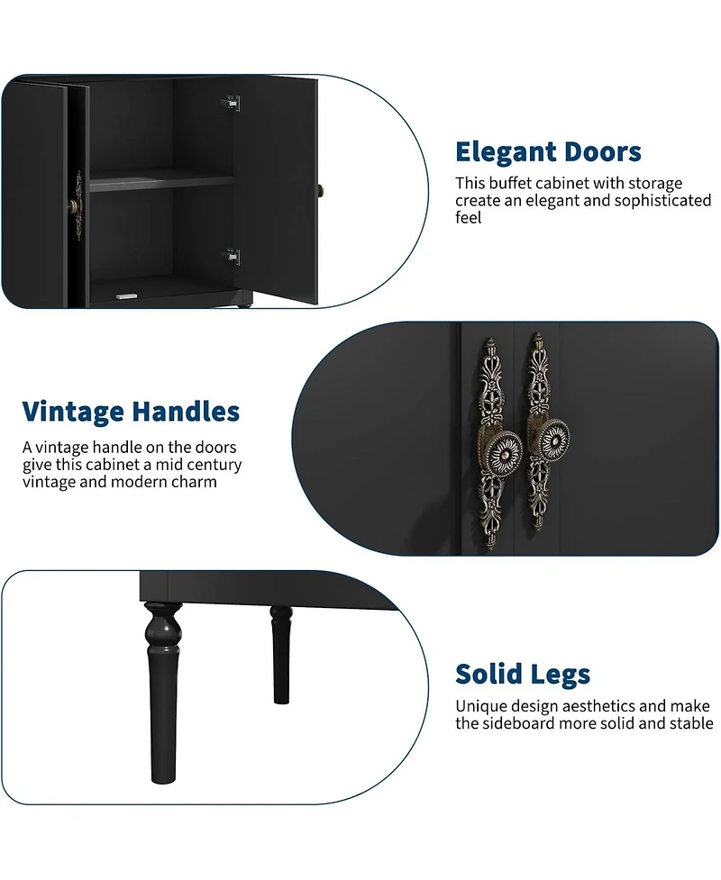 gaomon 59" Wide Wood with Storage for Kitchen, Dining Room, Living Room or Entryway Buffet Cabinet