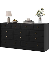 gaomon 12-Drawer Wooden Bedroom Dresser, Wide Chest with Storage Organizer & Tv Stand for 65" Tv, Clothes Living Room, Hallway, 61"x15.75"