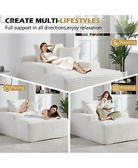 Boyel Living 67 Inch White Velvet Chaise Lounge Chair with 9.9 Wide Armrests and Deep Seat for Room