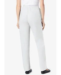 Woman Within Women's Straight-Leg All-Cotton Denim Pull-On 7-Day Elastic-Waist Jeans