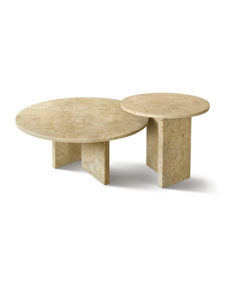 Streamdale Glod Yellow Beige Marble Coffee Table Set