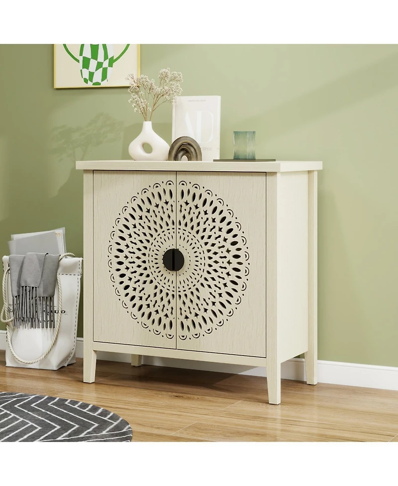 Streamdale Hollow-Carved 2 Door Accent Cabinet with Adjustable Shelf
