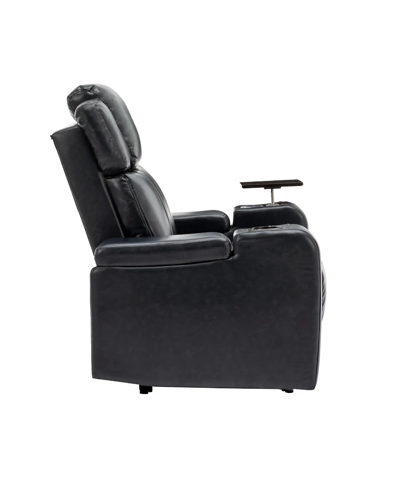 Streamdale Furniture Pu Leather Power Recliner w/ Cooling Cup Holder Bluetooth & Usb