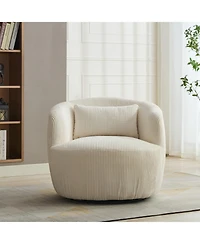 Streamdale Furniture 34" Wide Corduroy Swivel Barrel Chair with Pillow