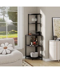 Streamdale Furniture 5-Tier Corner Shelf with Led Light & Usb, Glass Holder, Tall Corner Bookshelf