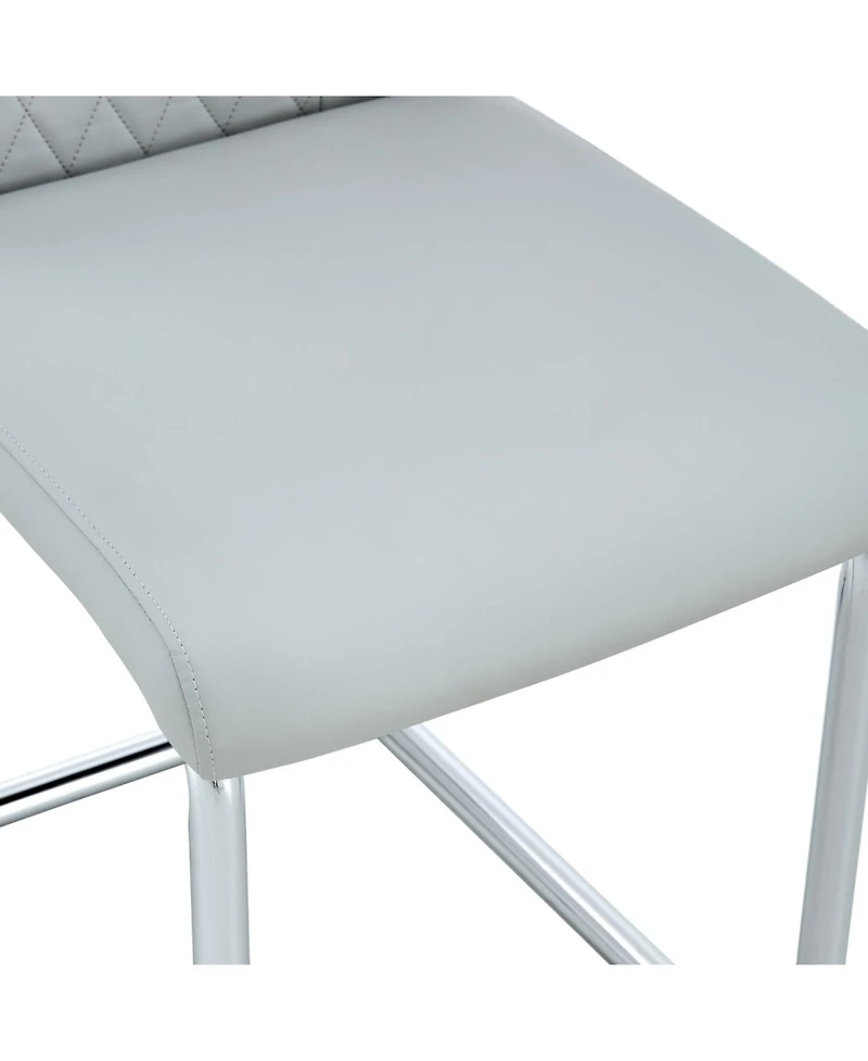 Streamdale Furniture Faux Leather Cushioned Side Chairs - Set of 4 (Light Gray)