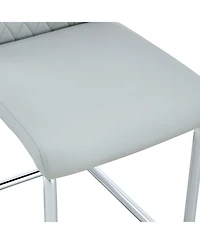 Streamdale Furniture Faux Leather Cushioned Side Chairs - Set of 4 (Light Gray)