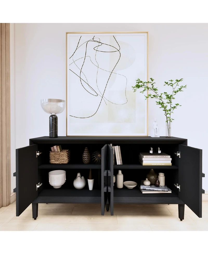 Streamdale Furniture Rustic Black Farmhouse Credenza
