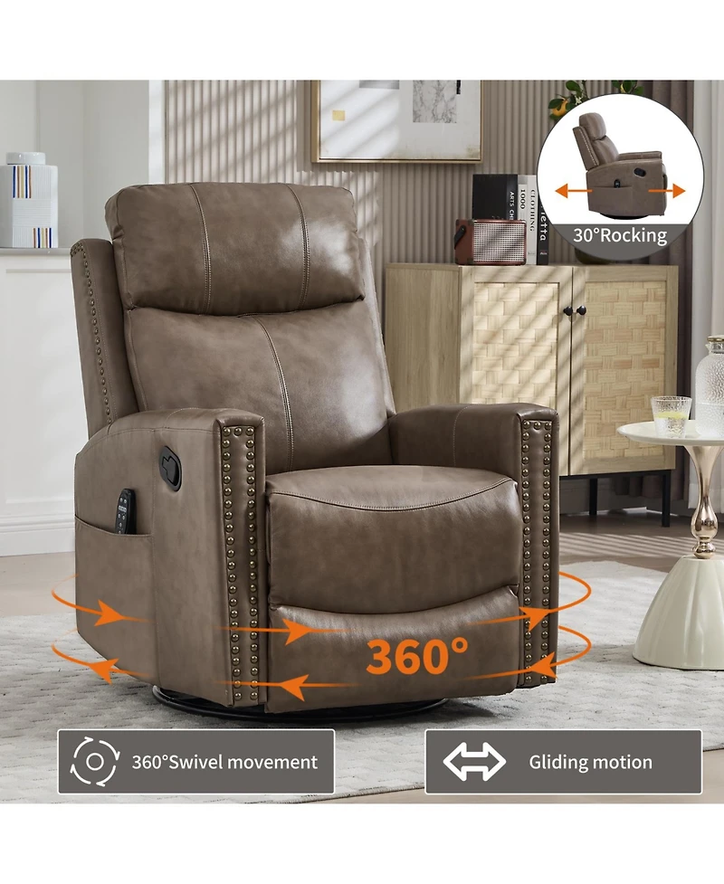 Streamdale Camel Brown Leather Massage Recliner