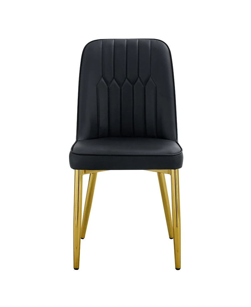 Streamdale Furniture Modern Pu Leather Dining Chairs with Gold Legs