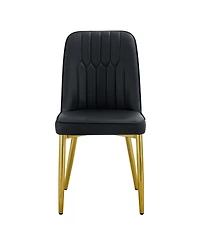 Streamdale Furniture Modern Pu Leather Dining Chairs with Gold Legs
