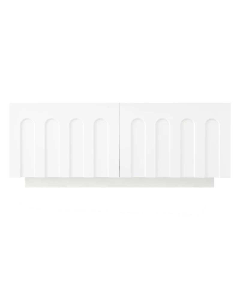 Streamdale Furniture Elegant Tv Stand & Coffee Table Set, Arched Media Console, White