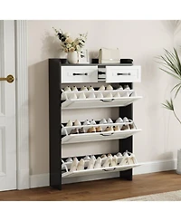 Streamdale Furniture 3-Door Shoe Cabinet with Drawers