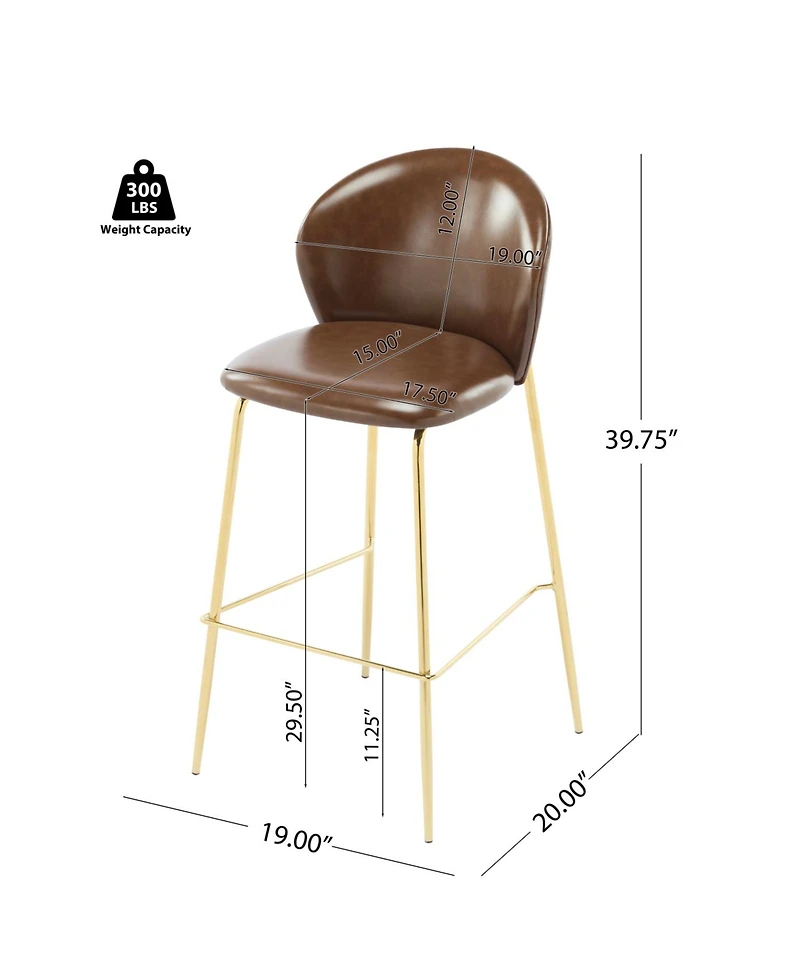 Streamdale Furniture Kira Dark Brown Faux Leather Bar Stools (Set of 2)