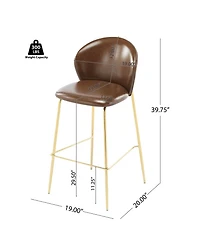 Streamdale Furniture Kira Dark Brown Faux Leather Bar Stools (Set of 2)