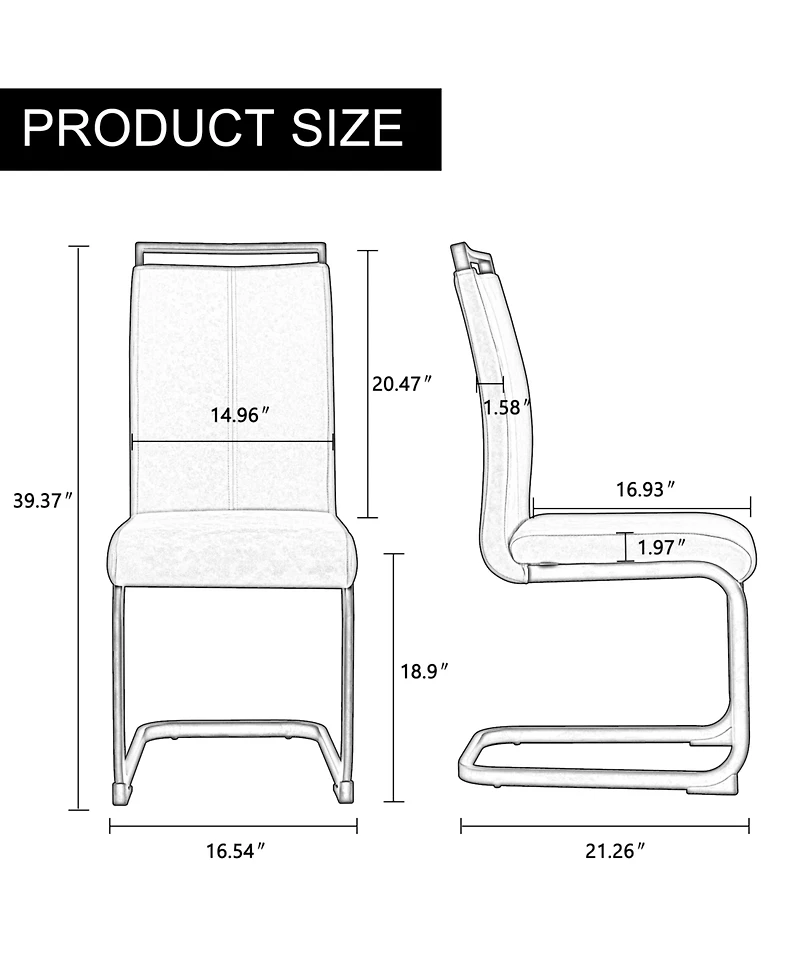 Streamdale Furniture Pu Leather Dining Chairs - Set of 2
