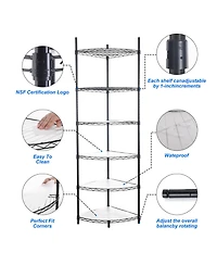 Streamdale Furniture 6-Tier Corner Wire Shelf Rack - Black