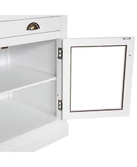 Streamdale Modern Bookcase with Glass Doors & Drawer, 83.4" Tall, White