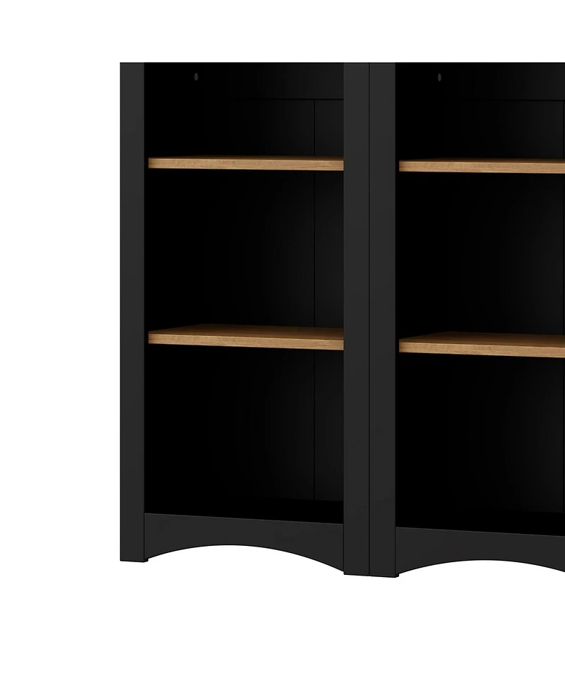 Streamdale Furniture 5-Tier Bookshelves (Set of 2), Two-Tone Cabinet, 72"H Pantry - Black