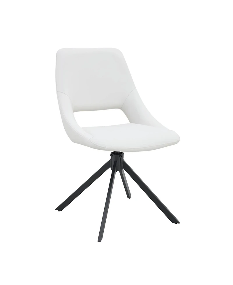 Streamdale Furniture Swivel Dining Chairs Set of 4, Gold Mesh Leather, High Back (White)