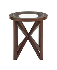 Streamdale Modern Glass Coffee Table - Wood Base, Round Top