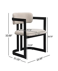 Streamdale Furniture + Set of 2 + Beige Fabric + Black Metal Frame + Upholstered Dining Chairs