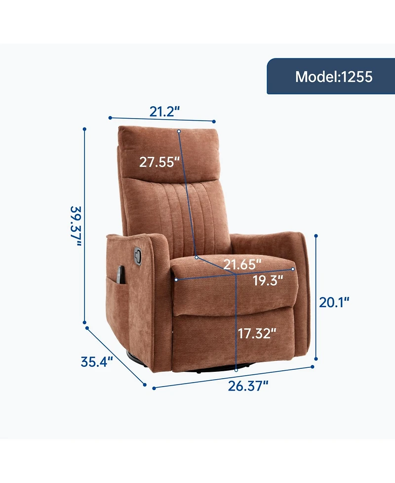 Streamdale Furniture Orange Heat Massage Rocker Swivel Recliner