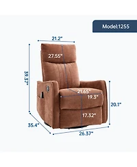Streamdale Furniture Orange Heat Massage Rocker Swivel Recliner