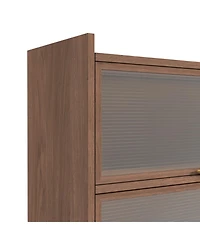 Streamdale Furniture 57" Metal Flip Door Cabinet - Walnut