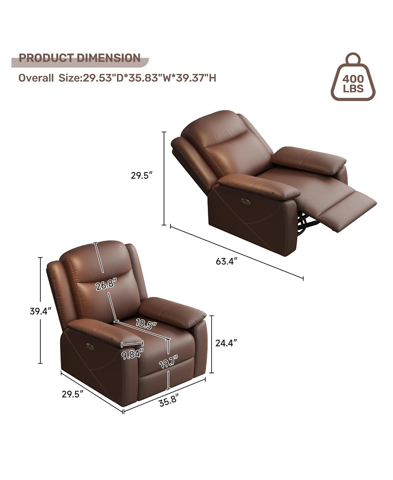 Streamdale Furniture Rocker Recliner with Usb, 360 Swivel, Oversized, Overstuffed