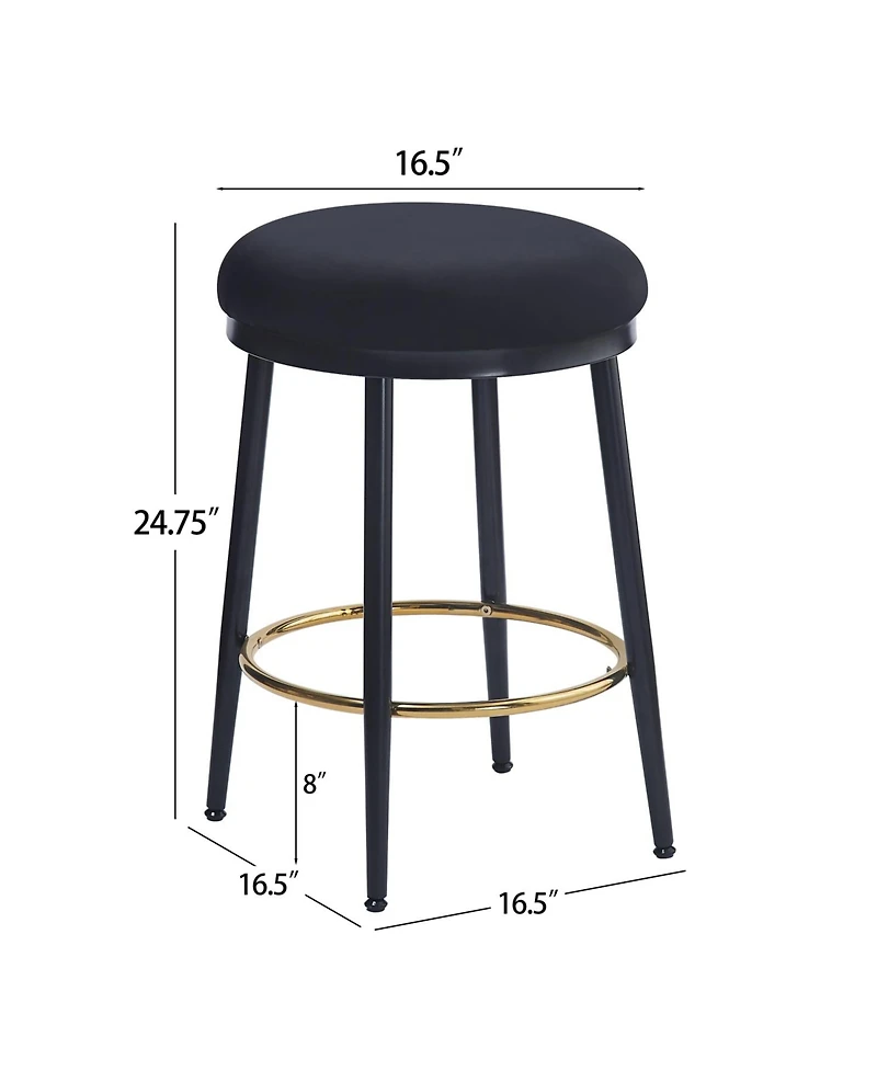 Streamdale Furniture Modern Counter Stools (4), 24.75", Black w/Iron Frame, Cushions